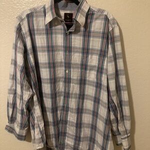 Tailorbyrd Men's Plaid Shirt - White, Blue, Green